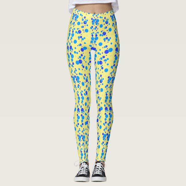 Bubble pattern C01.blue LYellow BG Leggings (Front)