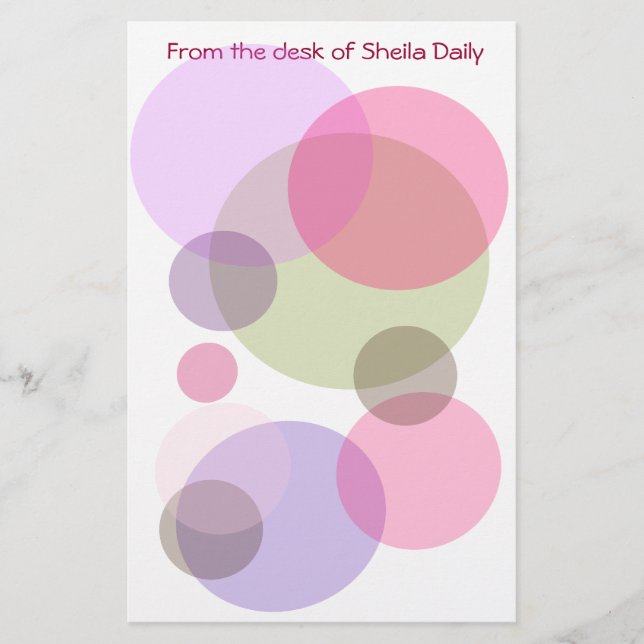 Bubble Pinks Personalized Stationary Stationery (Front)