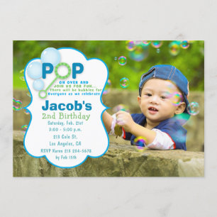 Bubble Pop Boy Photo Invitation à la fête d'annive