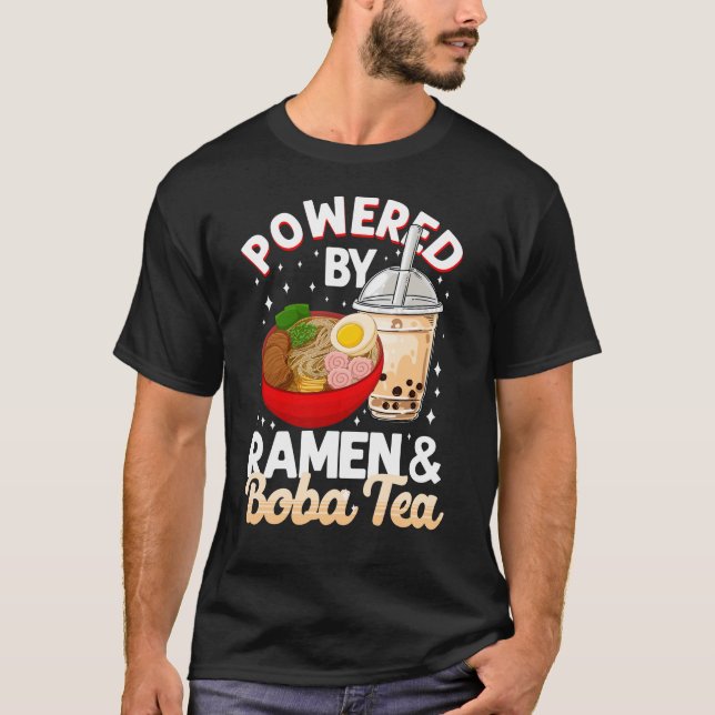 Bubble Powered By Ramen & Boba Tea Noodle T-Shirt (Front)