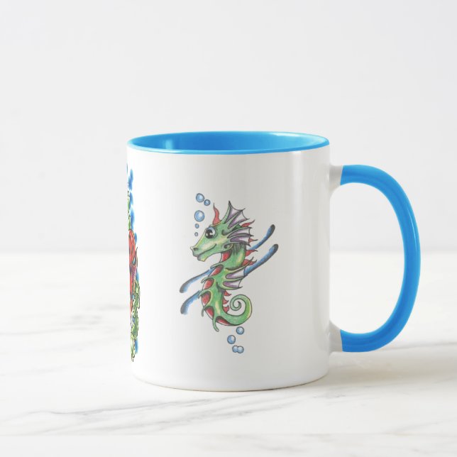 bubble sealife ringed ceramic mug (Right)