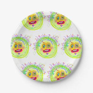 Bubble Smile Meemogie Emoji Art Paper Plate