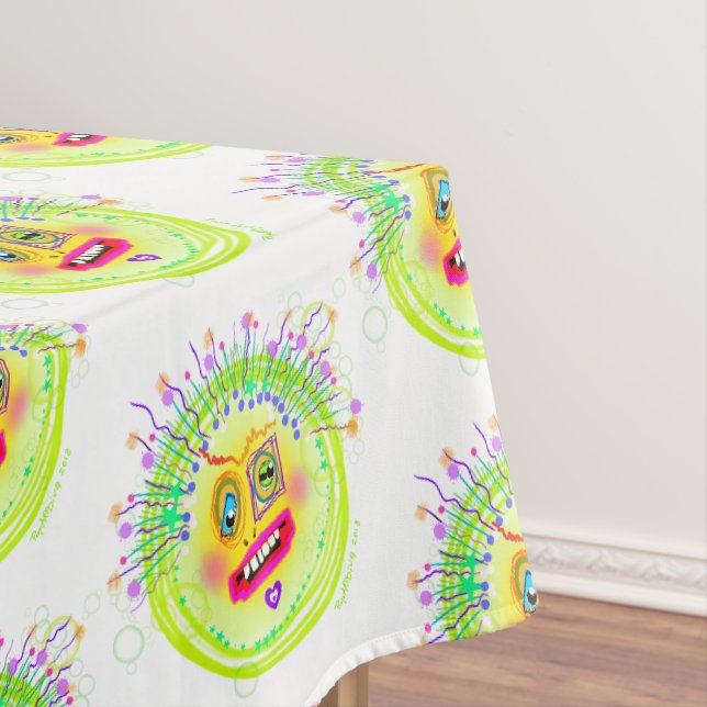 Bubble Smile Meemogie Emoji Art Tablecloth (In Situ)