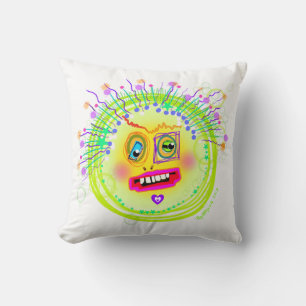 Bubble Smile Meemogie Emoji Art Throw Pillow