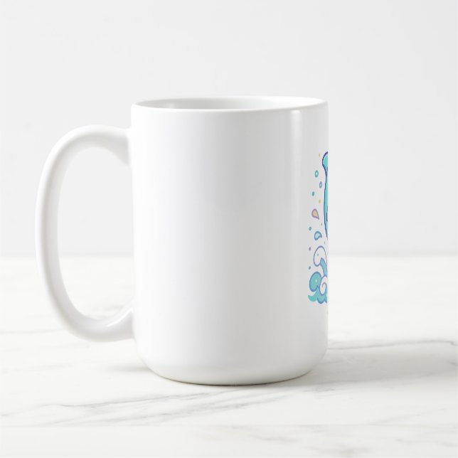 Bubble Splash Dolphin Cute Ocean Animal Custom Coffee Mug (Left)