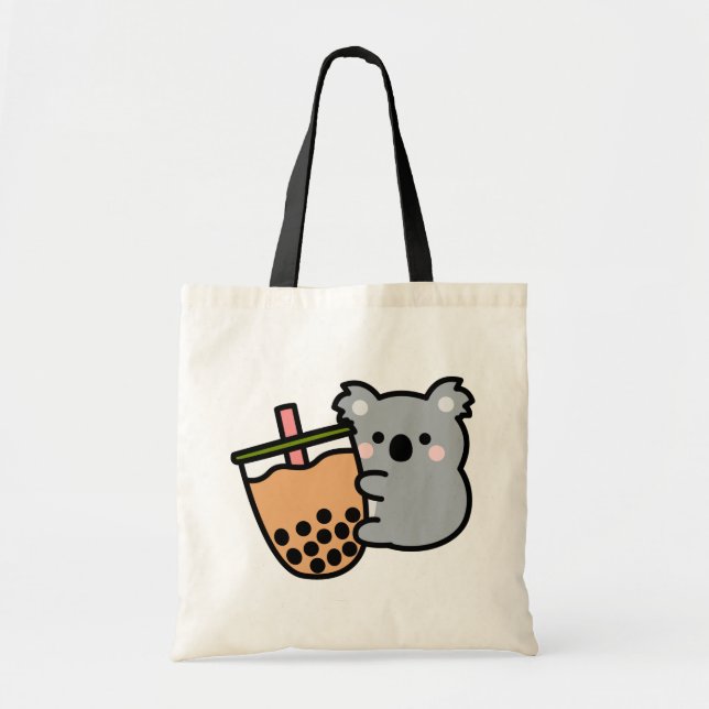 Bubble Tea and Koala Bear Tote Bag (Front)