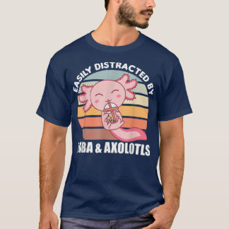 Bubble Tea Axolotl Chocolate Cute Animals Boba T-Shirt