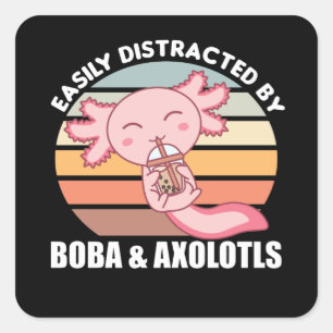 Bubble Tea Axolotl Chocolate Sweet Animals Boba Square Sticker
