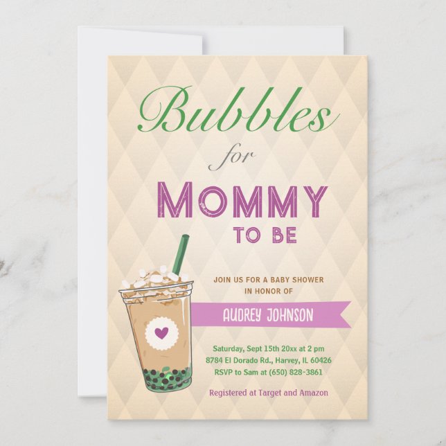 Bubble Tea Baby Shower Coffee Korean Kpop Boba Invitation (Front)