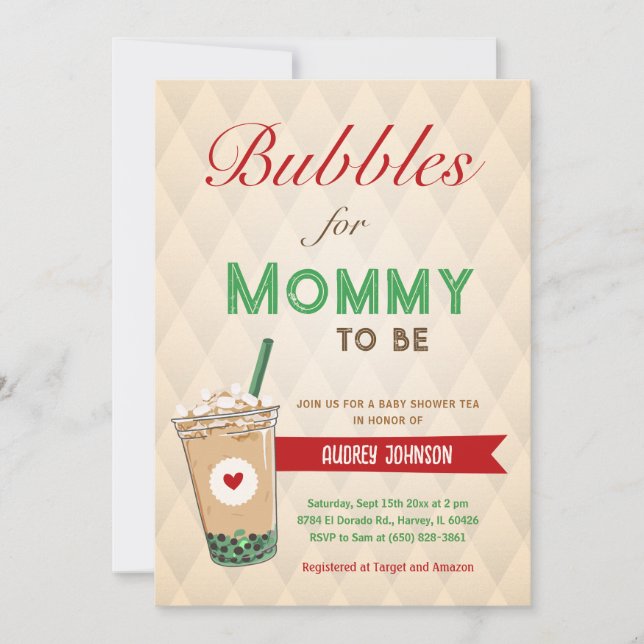 Bubble Tea Baby Shower Coffee Korean Kpop Boba Invitation (Front)