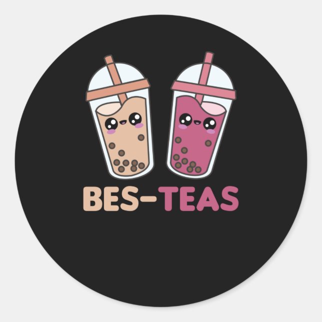 Bubble Tea Best Friends Party Partner Boba Classic Round Sticker (Front)