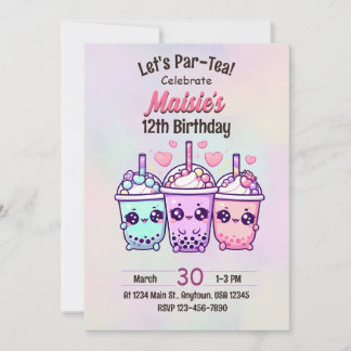 Bubble Tea Birthday Party Invitation