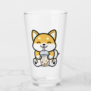 Bubble Tea Boba Corgi Glass