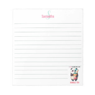 Bubble tea boba pearl tea panda personalized lined notepad
