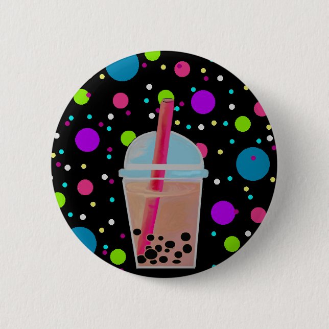 Bubble Tea - Bubble Background 2 Inch Round Button (Front)