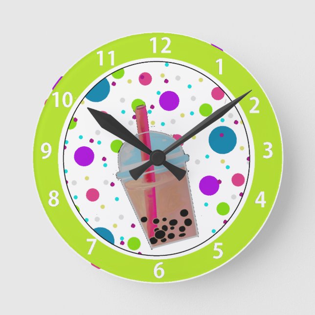 Bubble Tea - Bubble Background Round Clock (Front)