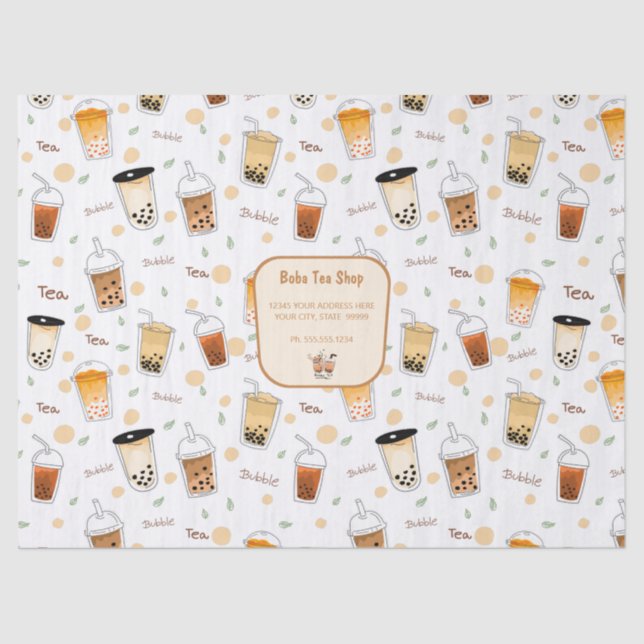 Bubble Tea Business Personalized white  Tissue Paper (Front)