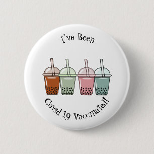 Bubble tea cartoon illustration 2 inch round button