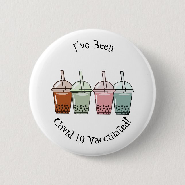 Bubble tea cartoon illustration 2 inch round button (Front)