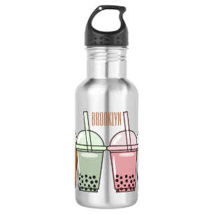 Bubble tea cartoon illustration  532 ml water bottle