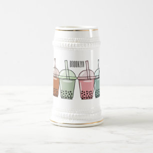 Bubble tea cartoon illustration beer stein