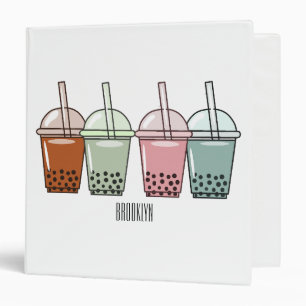 Bubble tea cartoon illustration  binder