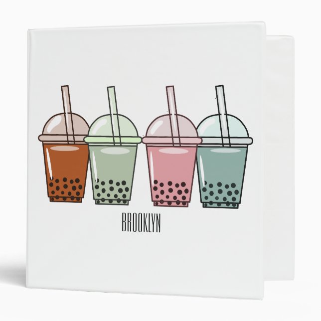 Bubble tea cartoon illustration  binder (Front/Inside)