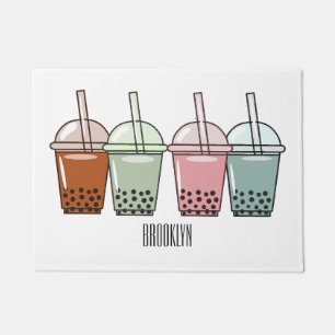 Bubble tea cartoon illustration  doormat