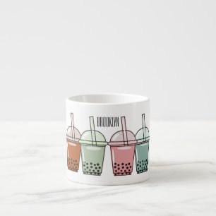 Bubble tea cartoon illustration espresso cup
