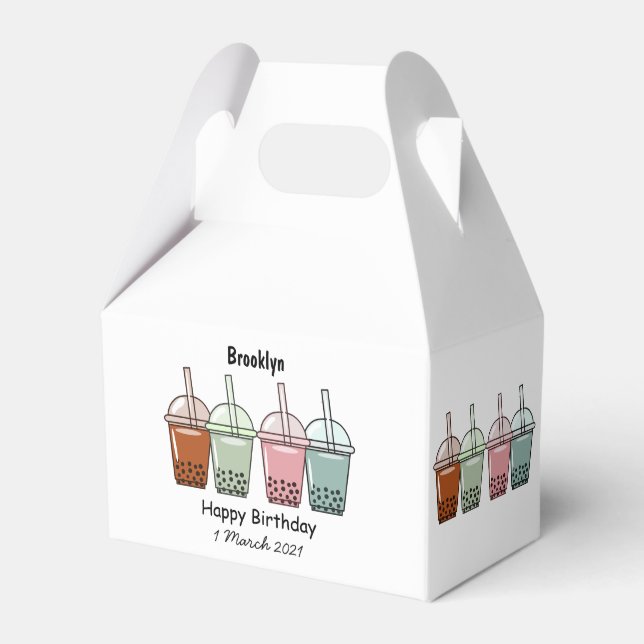 Bubble tea cartoon illustration favor box (Front Side)
