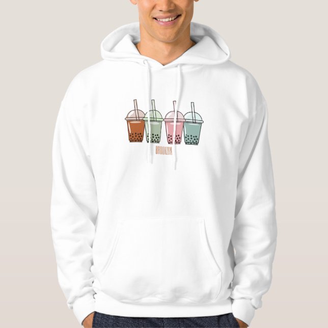Bubble tea cartoon illustration hoodie (Front)