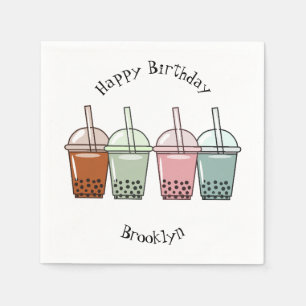 Bubble tea cartoon illustration  napkin