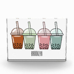 Bubble tea cartoon illustration photo block