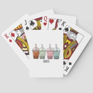 Bubble tea cartoon illustration  playing cards