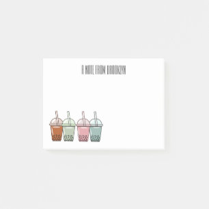 Bubble tea cartoon illustration post-it notes