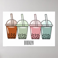 Bubble tea cartoon illustration