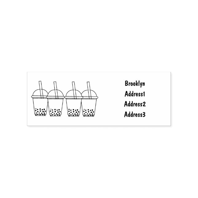 Bubble tea cartoon illustration rubber stamp (Imprint)