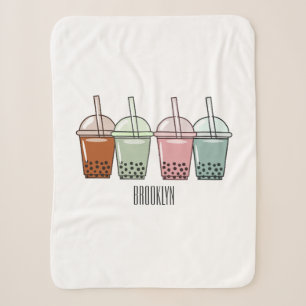 Bubble tea cartoon illustration sherpa blanket