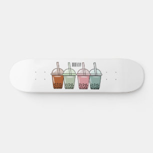Bubble tea cartoon illustration skateboard