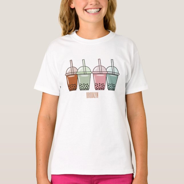 Bubble tea cartoon illustration T-Shirt (Front)