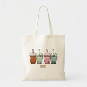 Bubble tea cartoon illustration  tote bag