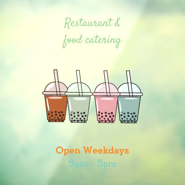 Bubble tea cartoon illustration window cling (Sheet 3)