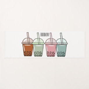 Bubble tea cartoon illustration yoga mat