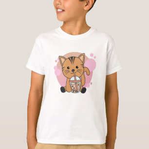 Bubble Tea Cat With Chocolate Sweet Animals Cats T-Shirt