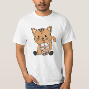 Bubble Tea Cat With Chocolate Sweet Animals Cats T-Shirt