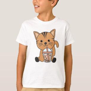 Bubble Tea Cat With Chocolate Sweet Animals Cats T-Shirt
