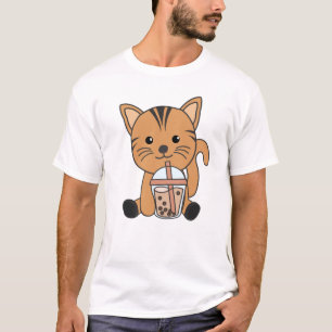 Bubble Tea Cat With Chocolate Sweet Animals Cats T-Shirt