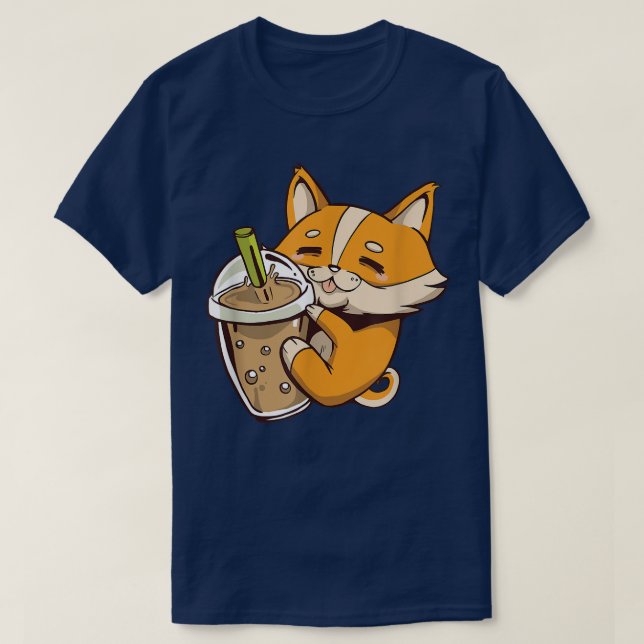 Bubble Tea Corgi Dog Boba  T-Shirt (Design Front)
