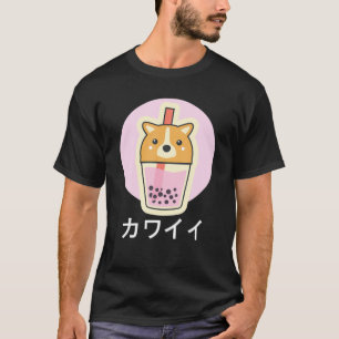 Bubble Tea, Cute Kawaii Shiba Dog, Japanese Kanji T-Shirt