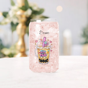 bubble tea elegance whimsical aesthetic custome can glass